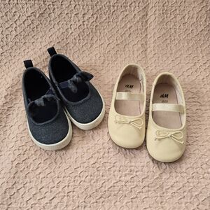 Toddler Girl Bundle Carter's Navy Blue Size 5 And H&M Ivory Dress Shoes Size 5.5